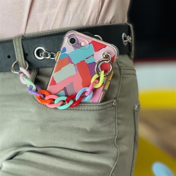 COLOUR CHAIN CASE GEL FLEKSIBELT ETUI MED CHAIN CHARM TIL IPHONE 13 PRO MULTICOLOR (2)