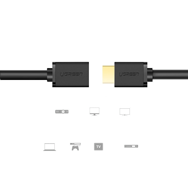 Ugrønn kabel kabel adapter adapter skjøtekabel HDMI (hun) - HDMI (hann) 4K 10,2 Gbps 340 Mhz audio ethernet 0,5 m svart (HD107 10140)