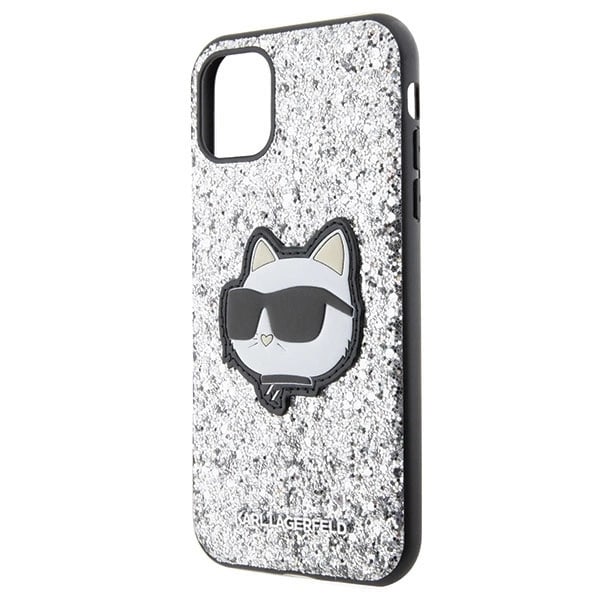 KARL LAGERFELD GLITTER CHOUPETTE PATCH COVER TIL IPHONE 11 / XR - SØLV