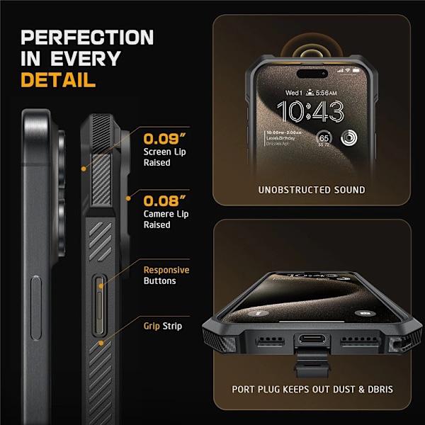 SUPCASE UB GRIP MAG ETUI MED MAGSAFE TIL IPHONE 16 PRO MAX - SORT