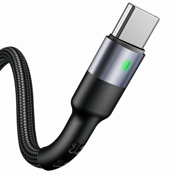 USAMS Flätad kabel U26 USB-C 1m 1 st. för set 3A Snabbladdning svart/svart SJ313TC01 (US-SJ313) SJ313USB01