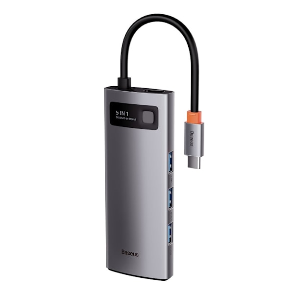 BASEUS MULTIFUNKTIONEL USB HUB 5IN1 USB TYPE C PD 100W HDMI GRÅ