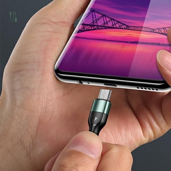 USAMS Flätad kabel U55 2A micro USB 1 st. för set U55 grön/grön 1m SJ450USBSG02 (US-SJ450)