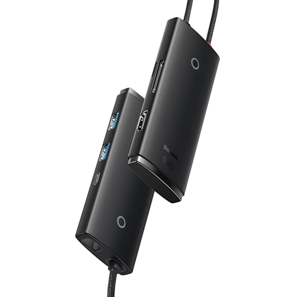 Baseus Lite Series Multifunksjon USB Type C Hub - 2 x USB 3.0 / USB Type C / HDMI 1.4 / SD/TF Svart (WKQX050001)