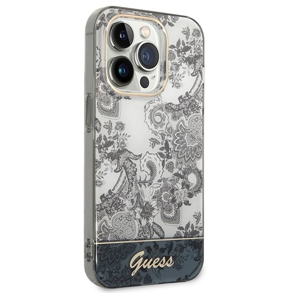 Guess GUHCP14LHGPLHG iPhone 14 Pro 6.1 grå/grå hardt etui porselenssamling