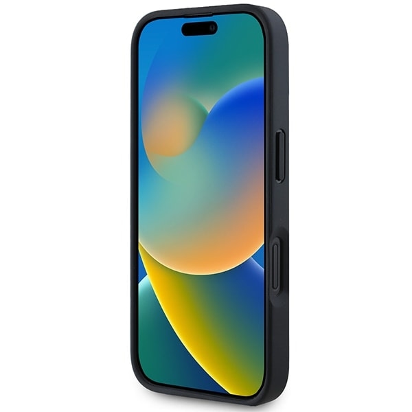 AMG AMHCP16SGSEBK iPhone 16 6,1" svart/svart hårdfodral Läder Präglade linjer Svart logotyp