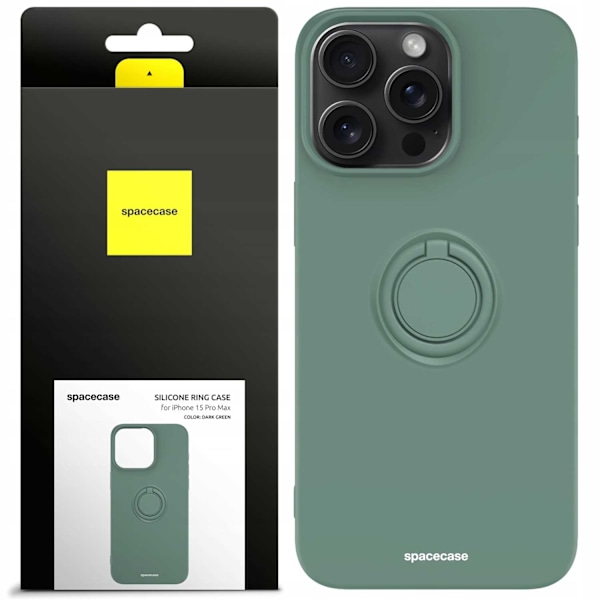 Spacecase Silikonfodral För Iphone 15 Pro Max Ring Mörkgrön