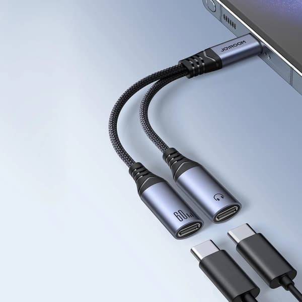 Joyroom SY-C03 USB-C til 2x USB-C 2in1 DAC-adapter - svart