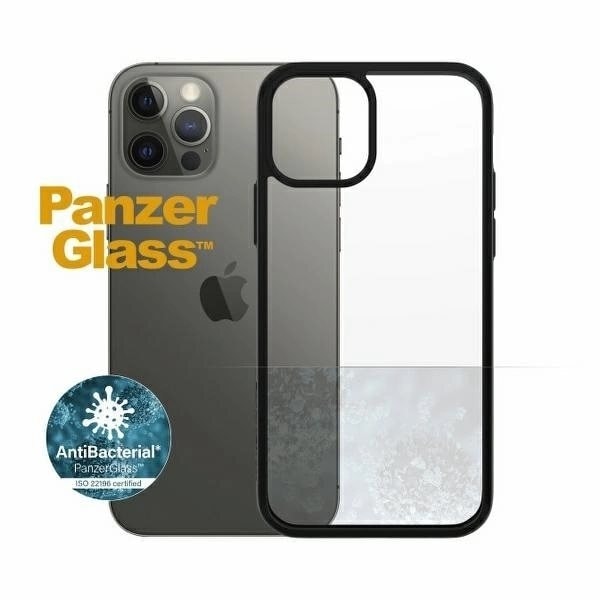 PanzerGlass ClearCase antibakterielt beskyttelsesdeksel til iPhone 12/12 Pro - gjennomsiktig og svart