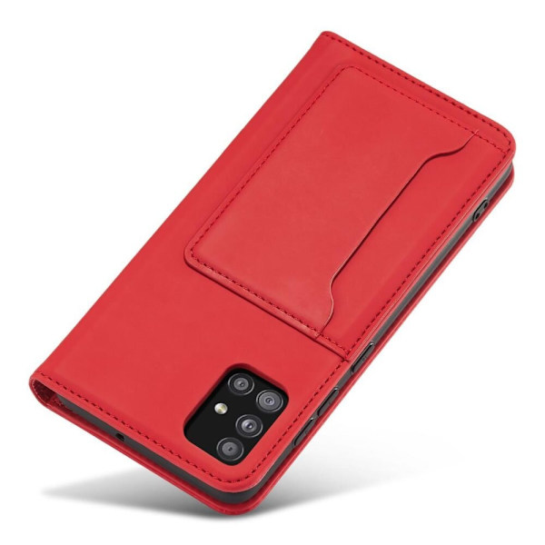 Magnetisk kortdeksel til Samsung Galaxy A52 5G kort lommebokbeskytter? rødt stativ