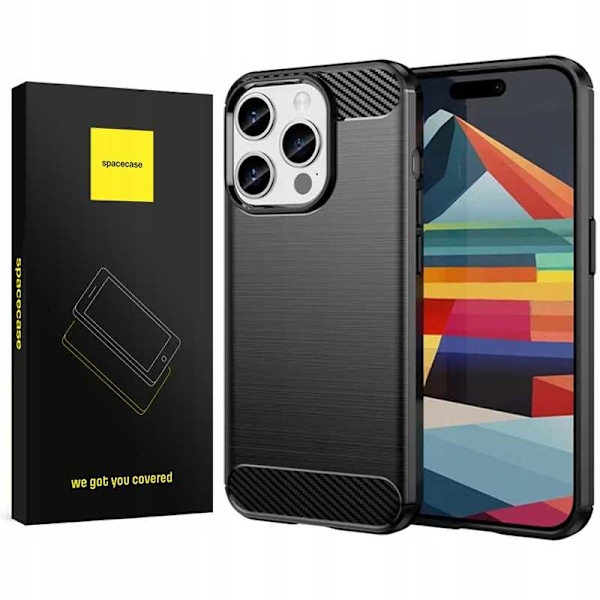 Spacecase Kolfodral För Iphone 15 Pro Svart Skyddsfodral