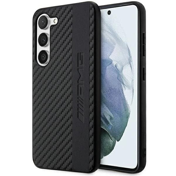 AMG CARBON STRIPE&EMBOSSED COVER TIL SAMSUNG GALAXY S23 - SORT