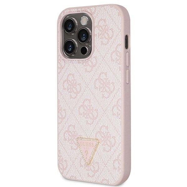 Guess GUHCP15LP4TDSCPP iPhone 15 Pro 6.1 rosa/rosa hardt deksel Crossbody 4G metalllogo