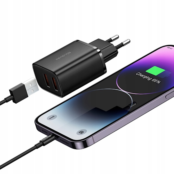 MCDODO NÄTLADDARE FÖR APPLE 2XUSB 12W + IPHONE LIGHTNING-KABEL 1M