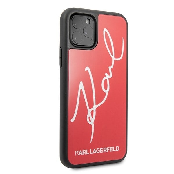 Karl Lagerfeld KLHCN58DLKSRE iPhone 11 Pro Rød/Rød Hard Deksel Signature Glitter