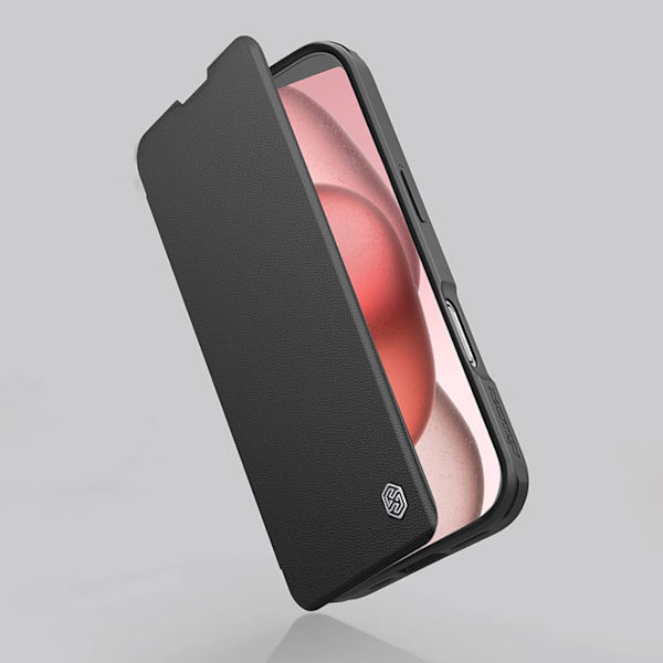 NILLKIN QIN PROP LÆDERETUI MED KAMERACOVER OG STATIV TIL IPHONE 16 PRO MAX - SORT