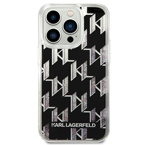 KARL LAGERFELD LIQUID GLITTER MONOGRAM COVER TIL IPHONE 14 PRO - SORT