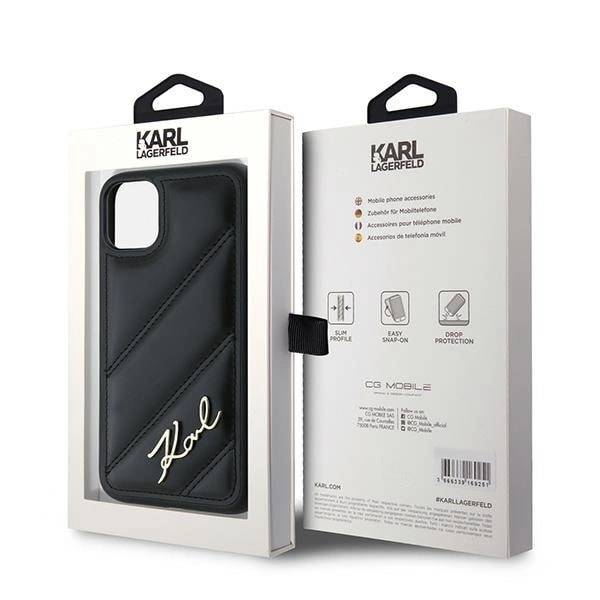KARL LAGERFELD DIAGONAL QUILTED SCRIPT COVER TIL IPHONE 11 / XR - SORT