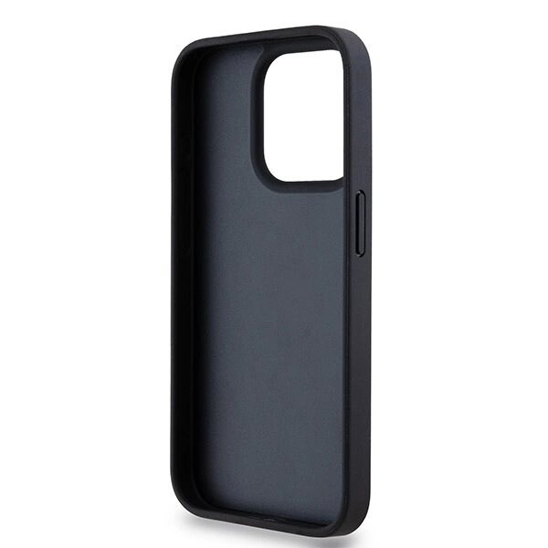 DKNY Leather Mono Stripe & Metal Logo Deksel til iPhone 15 Pro - Svart