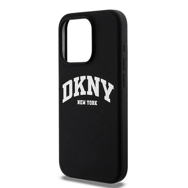 DKNY flytende silikon Hvit trykt logo MagSafe-deksel til iPhone 13 Pro / 13 - Svart
