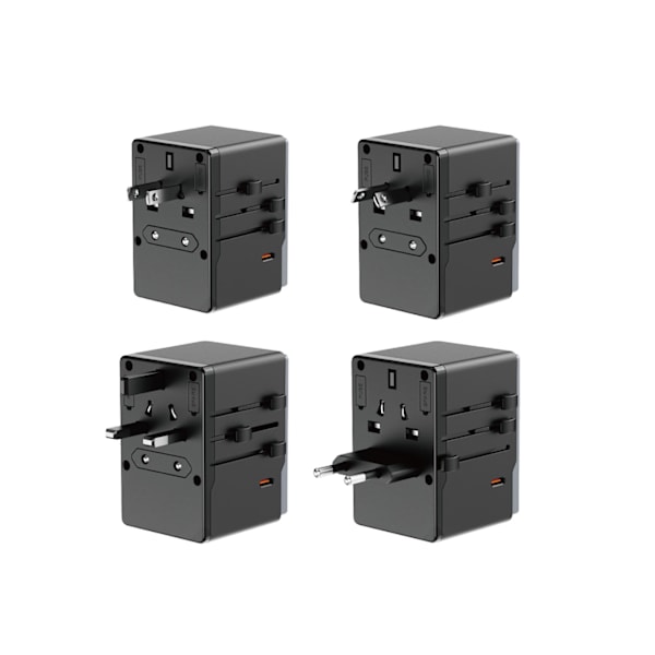 DUDAO A35PRO 35W EU / UK / AUS / US / JP REJSEADAPTER 3X USB-C 2X USB-A - SORT