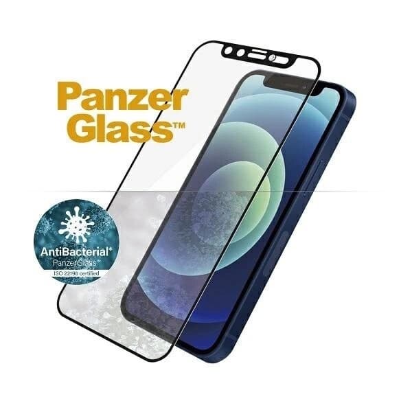 PANZERGLASS E2E MICROFRACTURE ANTIBAKTERIELT GLAS MED KAMERACOVER MED SWAROVSKY CRYSTAL TIL IPHONE 12 MINI - MED SORT RAMME