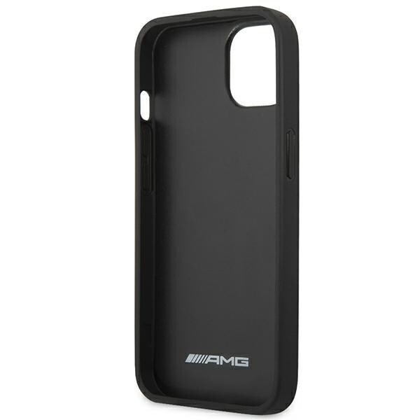 AMG AMHCP14SDOLBK iPhone 14/15/13 6,1" svart/svart hårdfodral Läder Hot Stamped