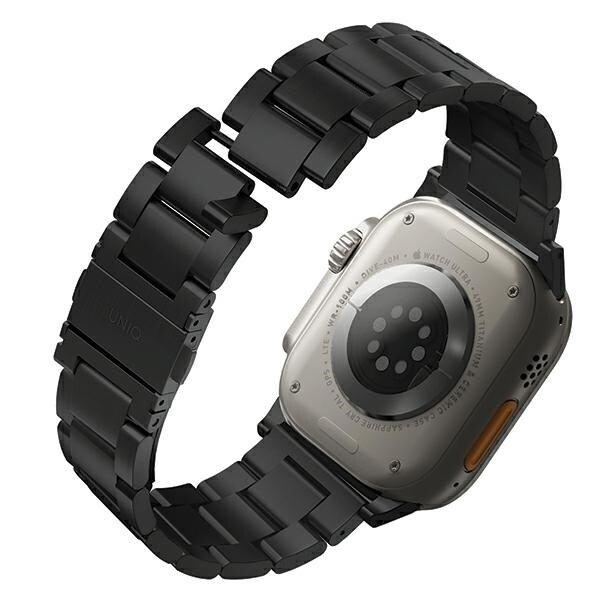 Uniq Kjøp remveske for Apple Watch 42/44/45/49 mm Series 1/2/3/4/5/6/7/8/SE/SE2/Ultra rustfritt stål - svart