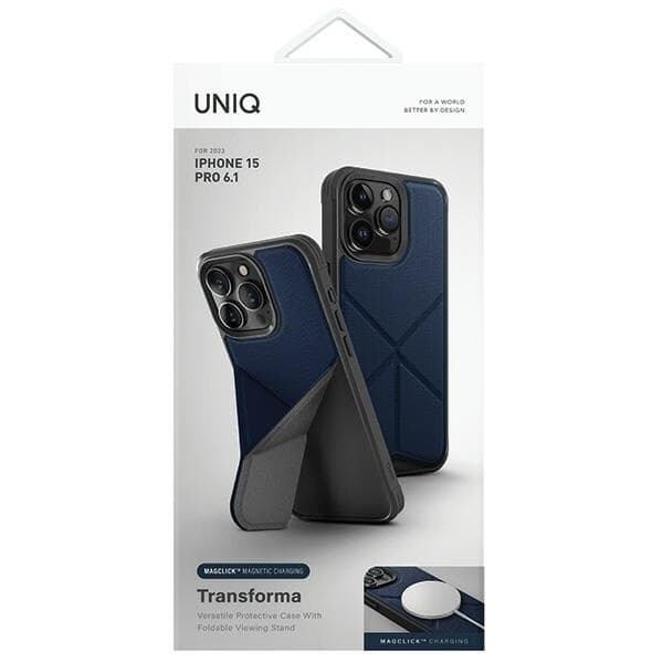 UNIQ-deksel Transforma iPhone 15 Pro 6.1 Magclick Lader blå/elektrisk blå