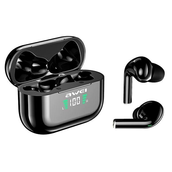 AWEI Bluetooth 5.1 T29P TWS hörlurar + dockningsstation svart/svart