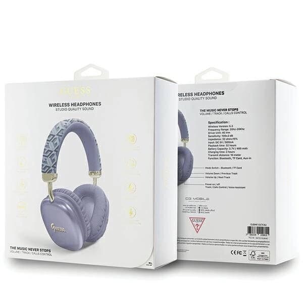 Guess GCube Metallic Script Logo Bluetooth-øretelefoner - lilla