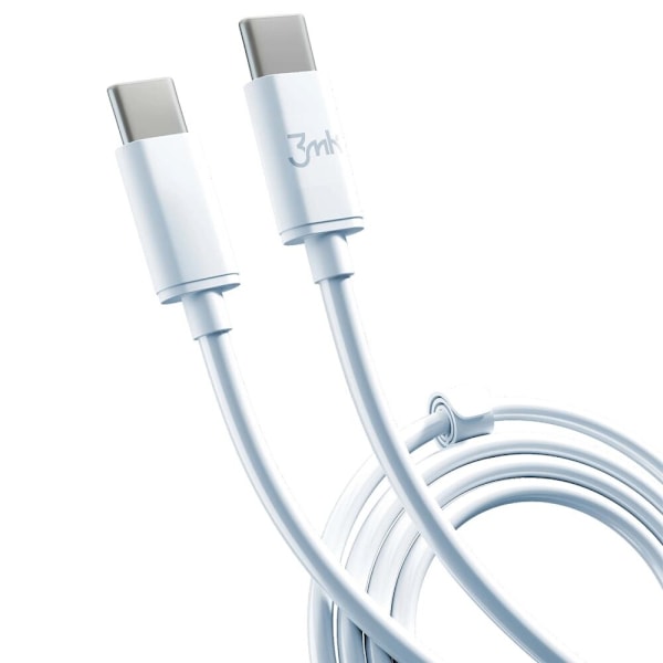 3mk Hyperkabel USB-C / USB-C 100W 2m - hvit