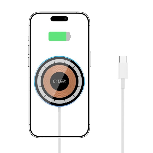 TECH-PROTECT QI15W-A30 MAGNETISK MAGSAFE TRÅDLØS OPLADER SØLV