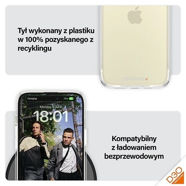 PanzerGlass HardCase med D3O og Military Grade-sertifisering for iPhone 15 Plus / 14 Plus - Gjennomsiktig