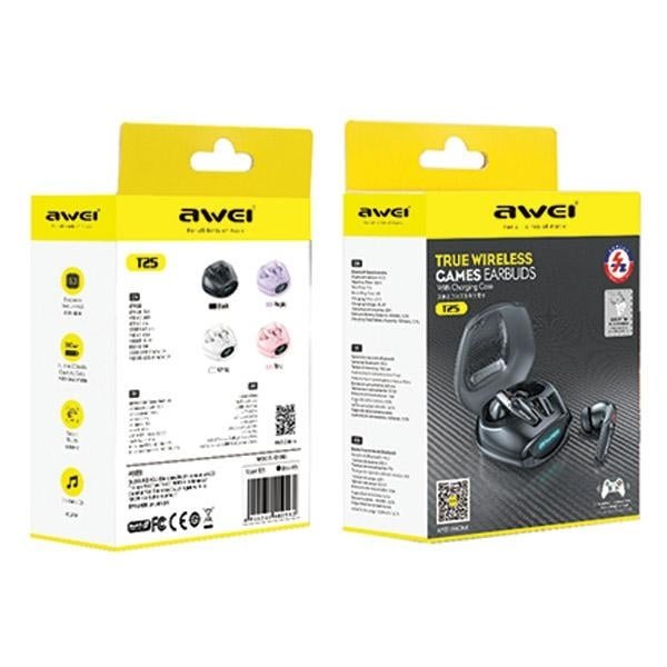 AWEI Bluetooth 5.3 T25 TWS hörlurar + dockningsstation svart/svart