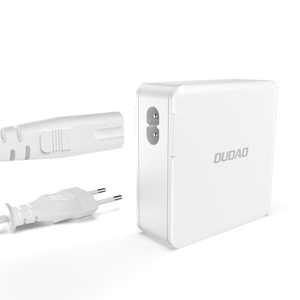 GaN 100 W hurtiglader 2 x USB-C / 2 x USB Dudao A100EU - hvit