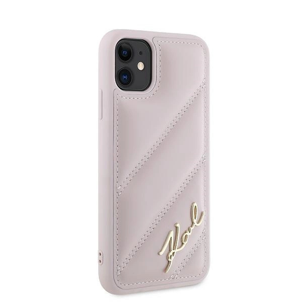 KARL LAGERFELD DIAGONAL QUILTED SCRIPT COVER TIL IPHONE 11 / XR - PINK