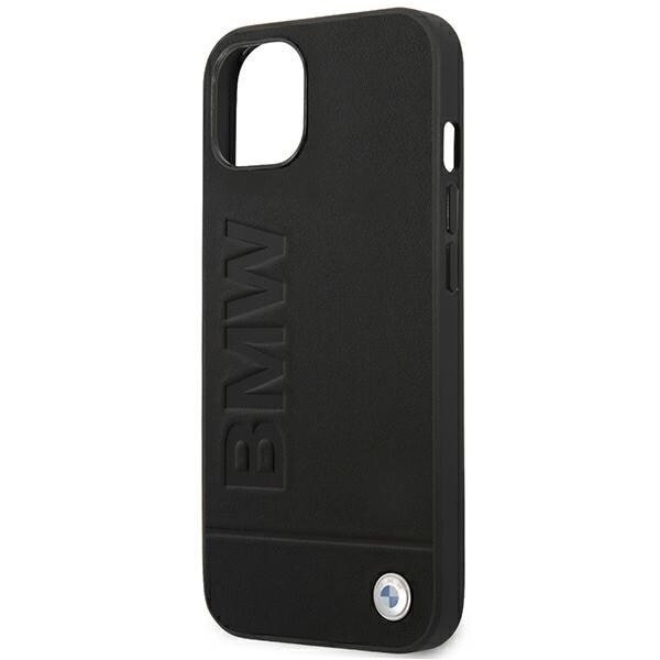BMW LÆDER STEMPEL ETUI TIL IPHONE 14 PLUS - SORT