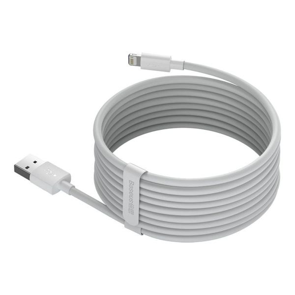BASEUS WISDOM 2-PACK LIGHTNING 150CM/2,4A HVIT