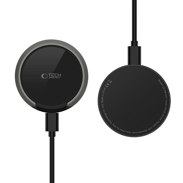 TECH-PROTECT QI15W-A33 MAGNETISK MAGSAFE TRÅDLØS OPLADER SORT