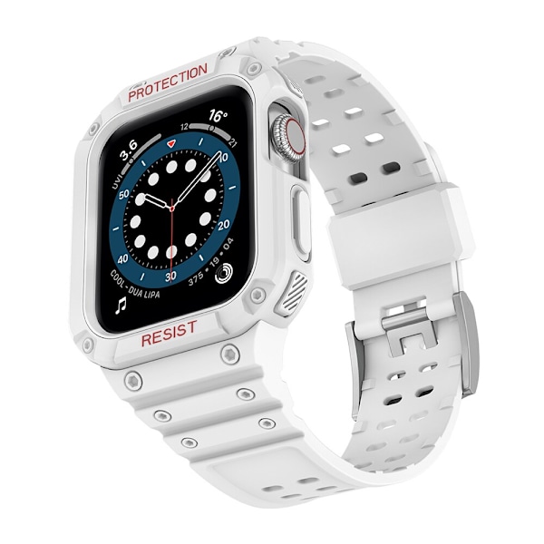 BESKYTT STRAP BAND MED ETUIER TIL APPLE WATCH 7/6/5/4/3/2/SE 45/44/42MM HVID