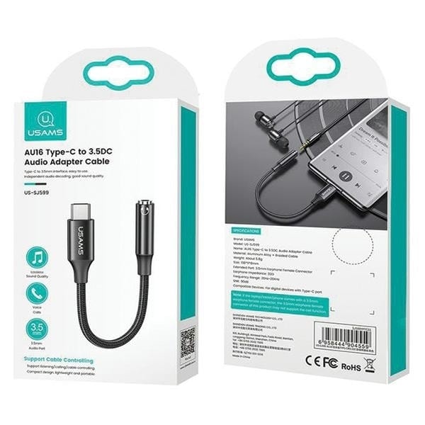 USAMS AU16 USB-C Adapter - 3,5 m jack DAC svart/svart SJ599YPTC01 (US-SJ599)