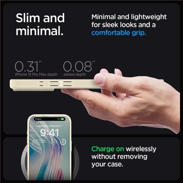 Spigen Crystal Hybrid, sandbeige - iPhone 15 Pro Max