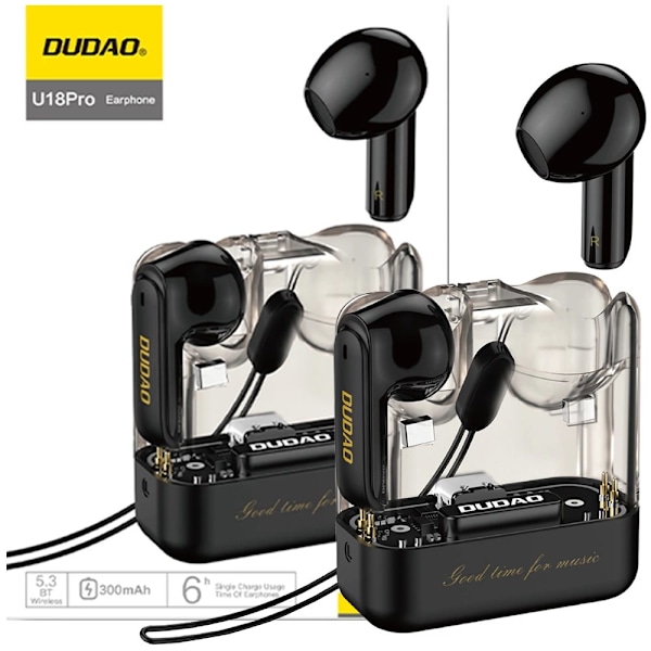 Dudao U18Pro Bluetooth 5.3 TWS trådløse hodetelefoner - Svart