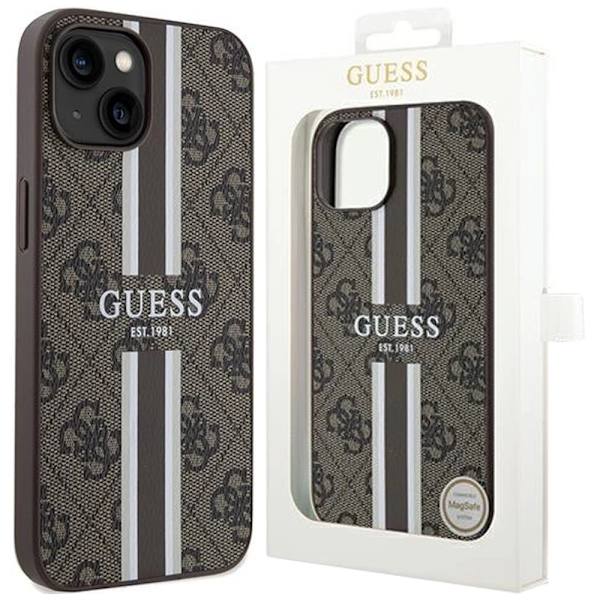 Guess 4G Printed Stripes MagSafe-deksel til iPhone 15/14/13 - Brun