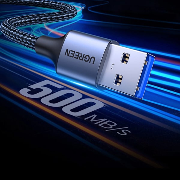 Ugrønn skjøtekabeladapter USB (hann) - USB (hunn) 3.0 5Gb/s 0.5m grå (US115)