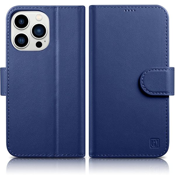 iCarer Wallet Case 2-i-1 iPhone 14 Pro Max flip-etui i skinn, RFID-blokkerende blå (WMI14220728-BU)
