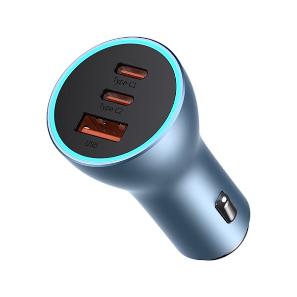 BASEUS BILLADER USB-A + 2X USB-C 65W BLÅ Blå
