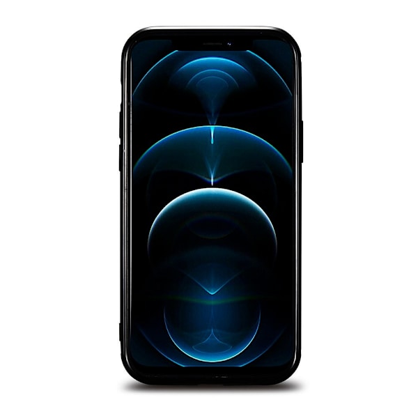 Dekket med naturskinn iCarer Leather Oil Wax-deksel for iPhone 12 Pro Max svart (ALI1206-BK)
