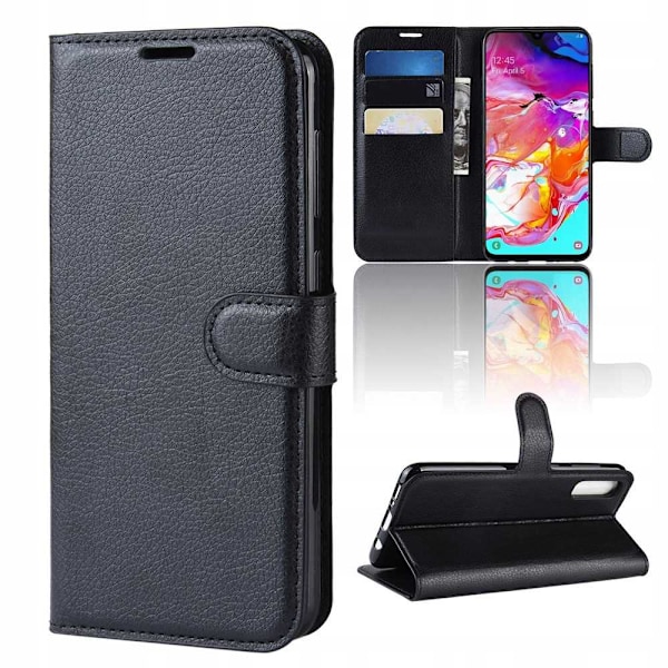 Litchi Fodral Till Samsung Galaxy A70 Svart